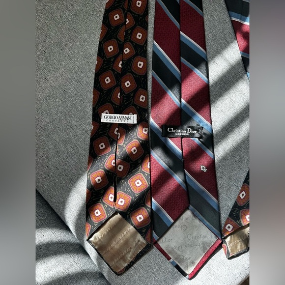 Giorgio Armani Cristian Dior Cravatte Ties Set of 2 - Picture 5 of 7